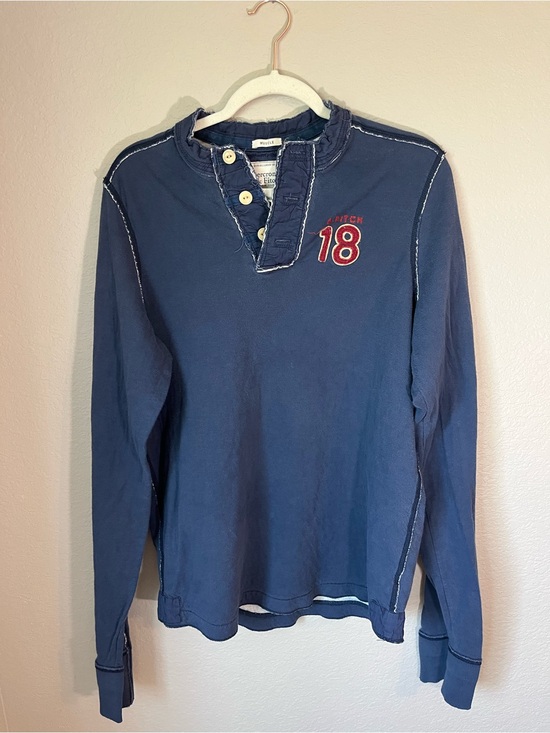 Abercrombie & Fitch Other - Y2K Abercrombie & Fitch Muscle Fit 18 Henley Long Sleeve Shirt Navy Large